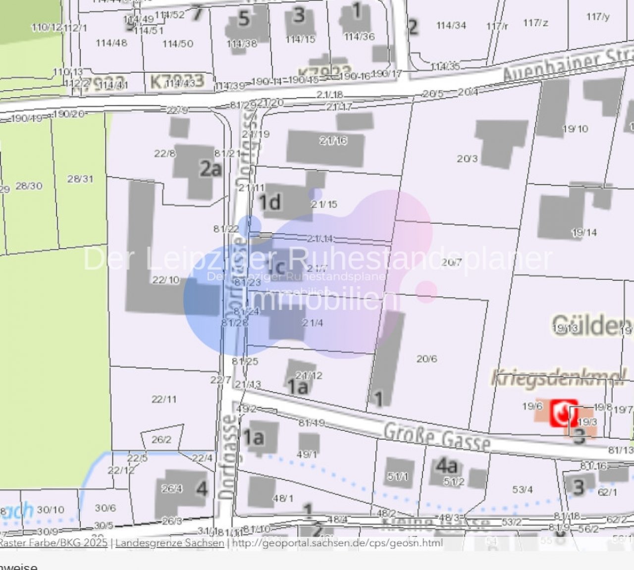 Flurkarte Dorfgasse 2-4-schon mit neuen Flurstücksbezeichnungen